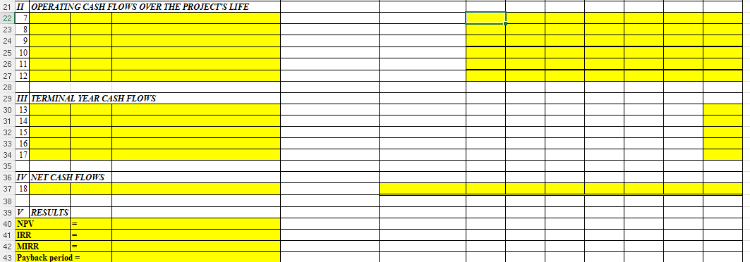 Need help completing the Excel spreadsheet below: