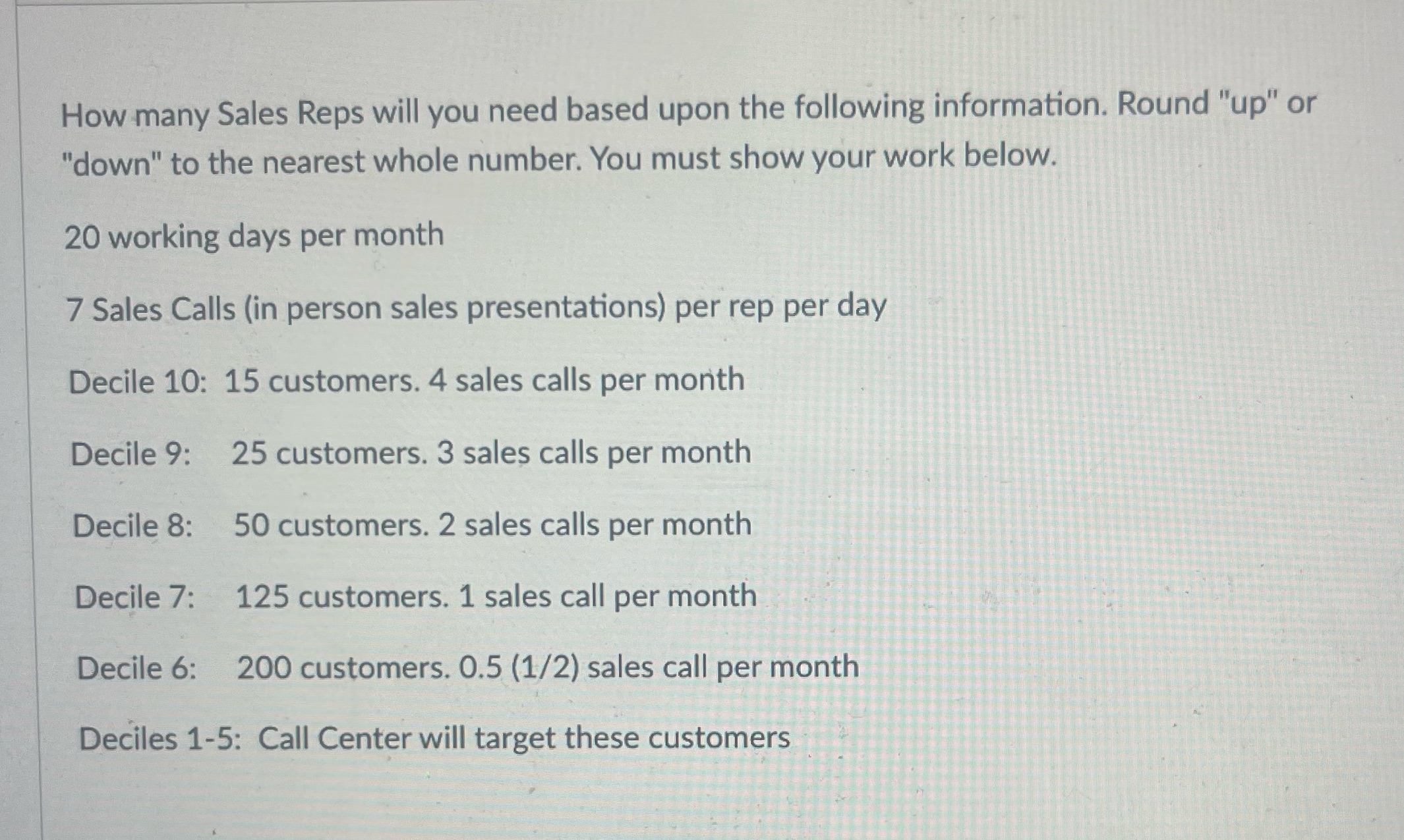 How many Sales Reps will you need based upon the