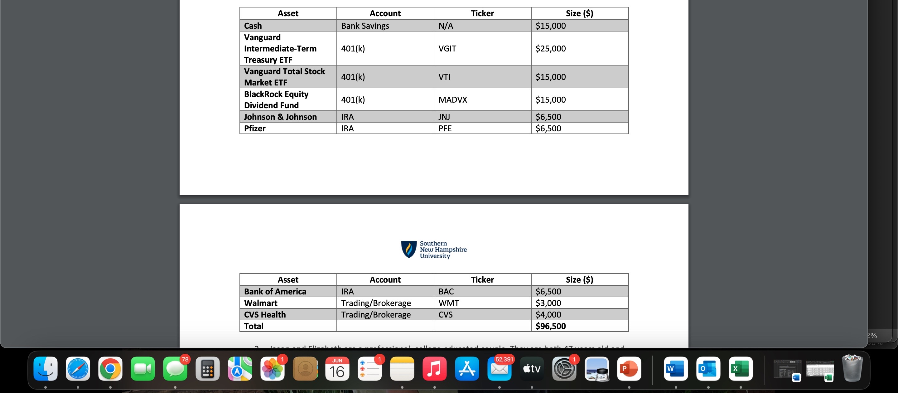 Each investment return must also be compared to a
