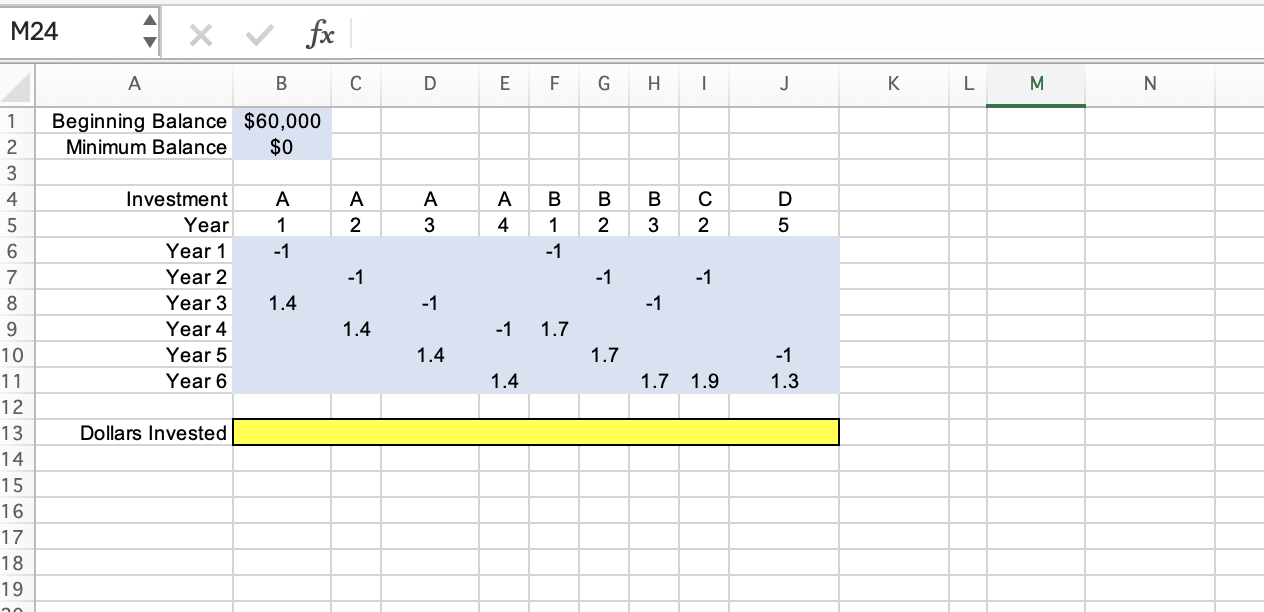 M24 X V fx A B C D E F G H L K L M N Beginning