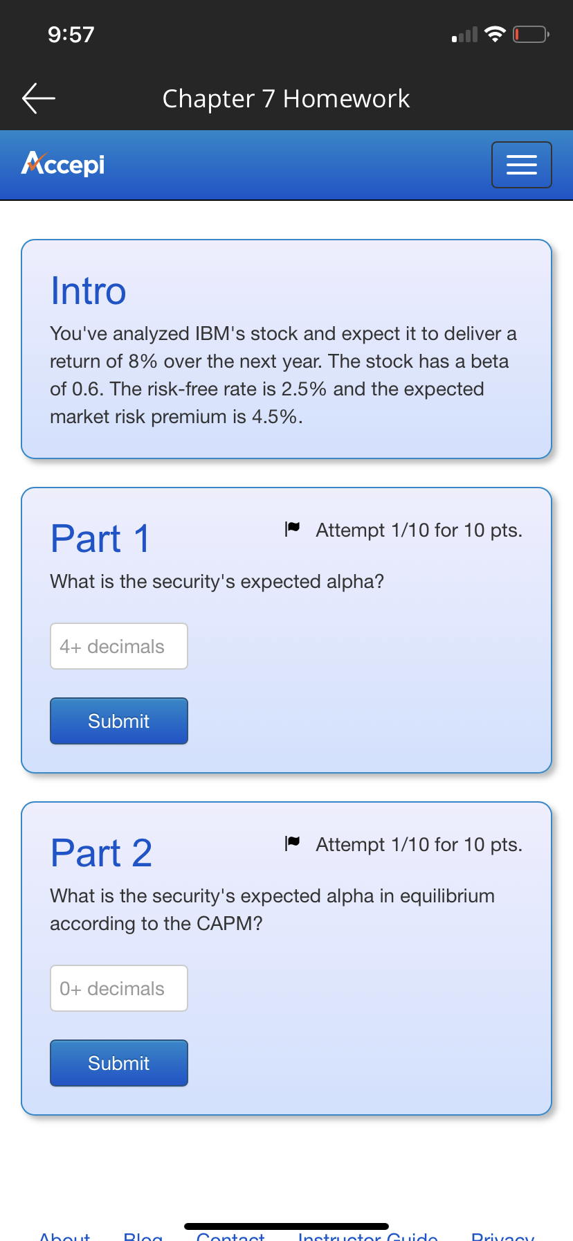 9:50 K Chapter 7 Homework Accepi Problem 4 K