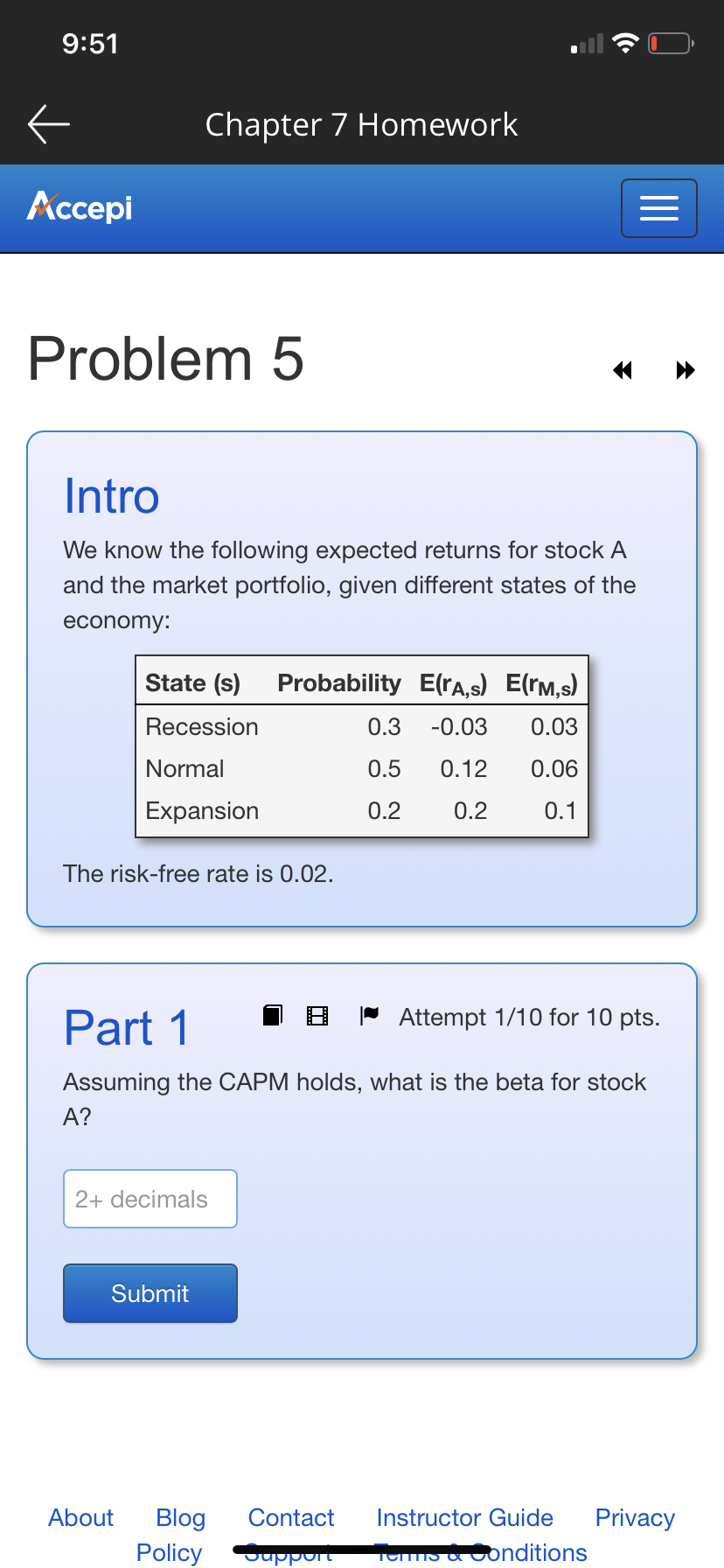 9:50 K Chapter 7 Homework Accepi Problem 4 K