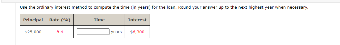 Use the ordinary interest method to compute the