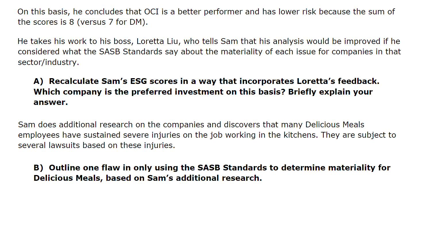 I1 On this basis, he concludes that OCI is a