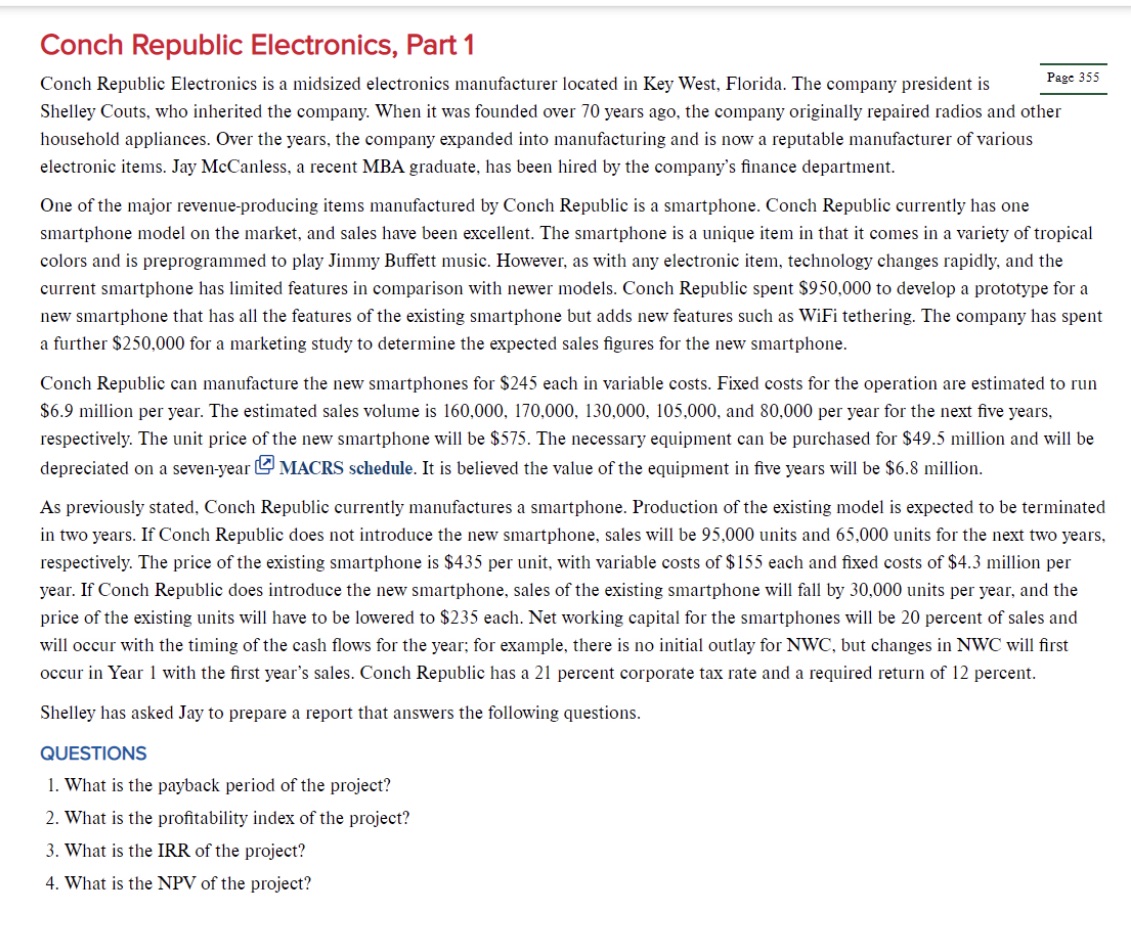 Help question 1-4 Conch Republic Electronics,