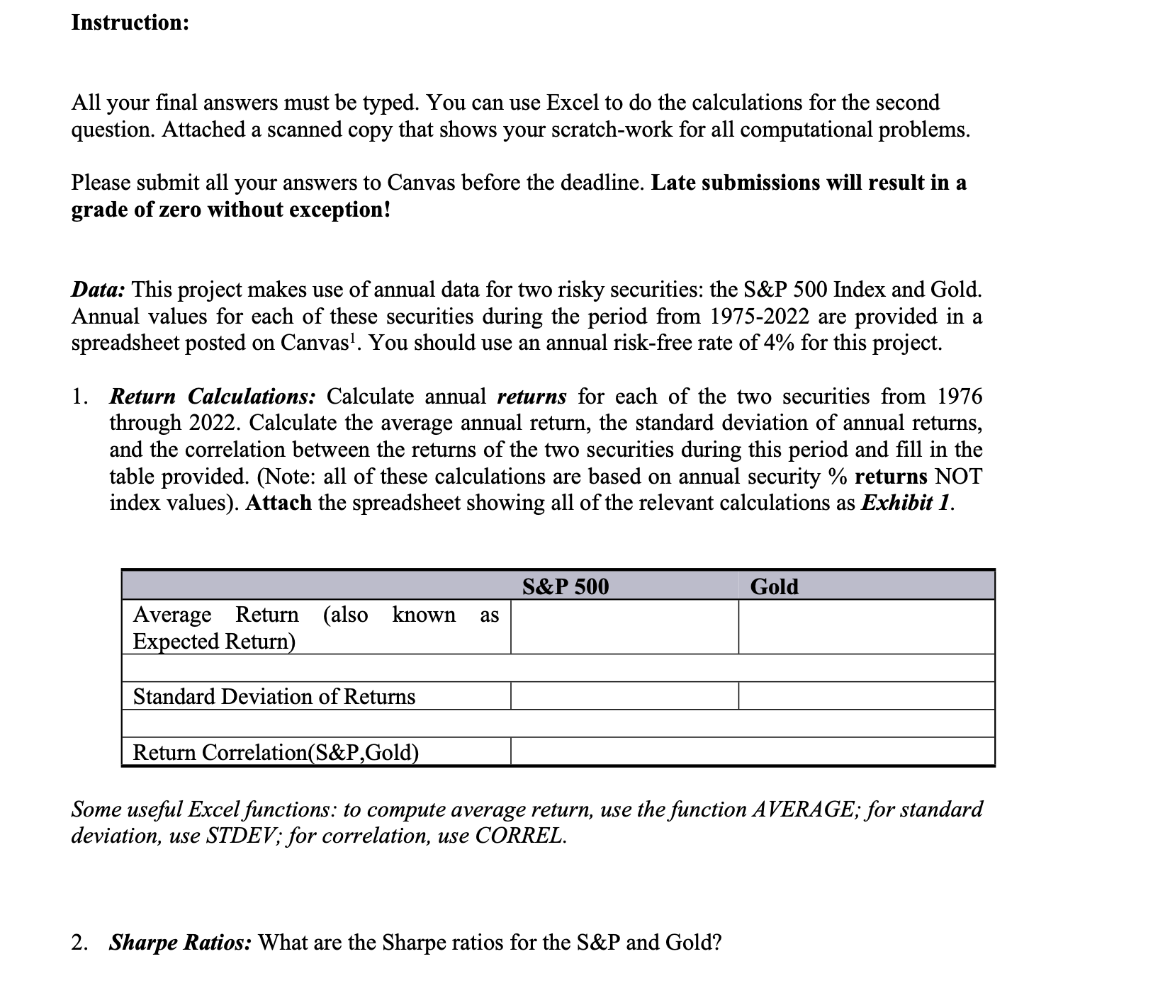 Instruction: All your nal answers must be typed.
