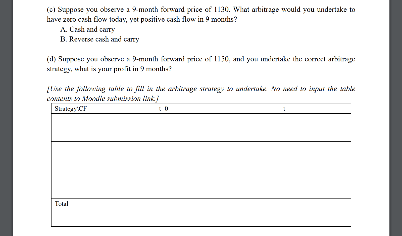 Q2 (forward pricing, the basic case) Suppose you