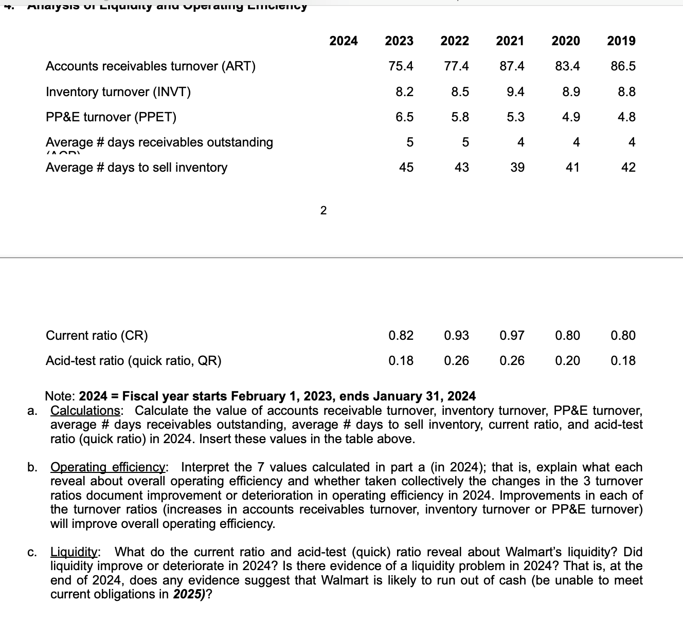I need help with answering all parts of question