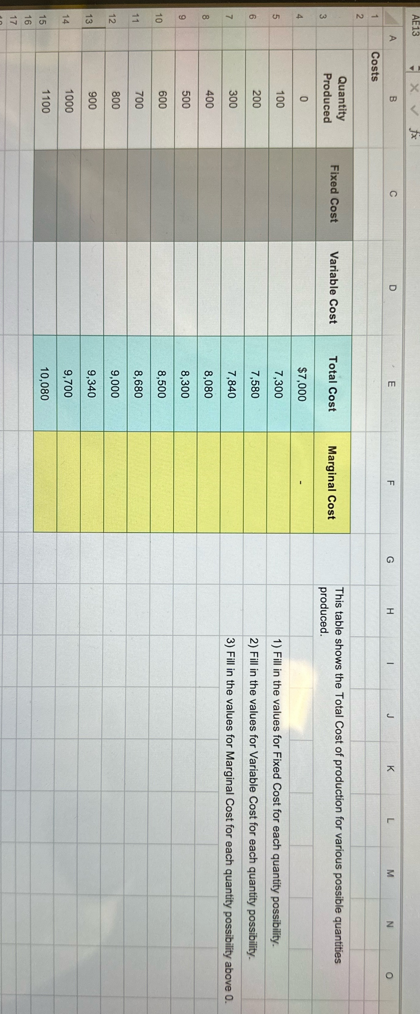 **Please provide us with the cell formulas to