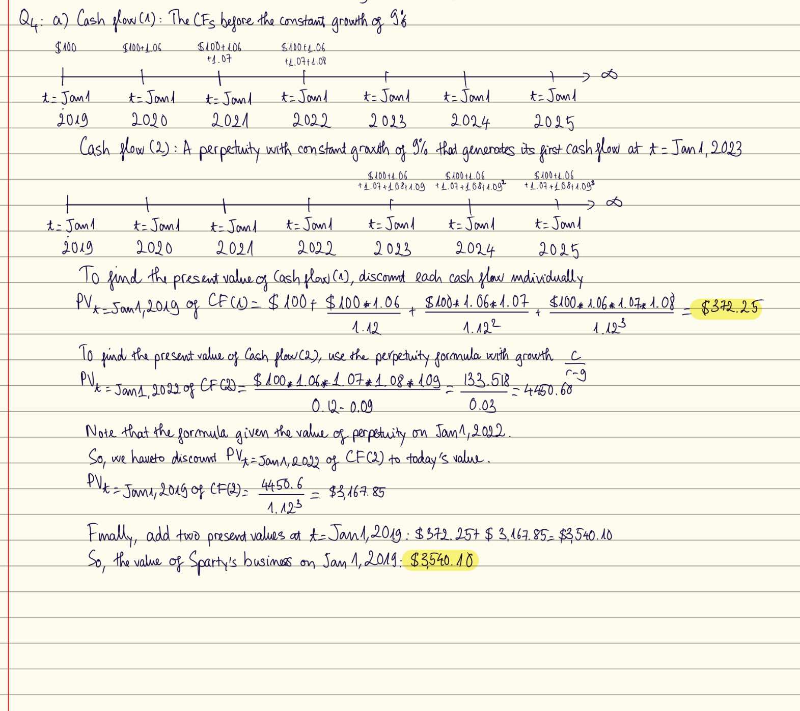 Qu: a ) Cash flow (1 ): The CFS before the