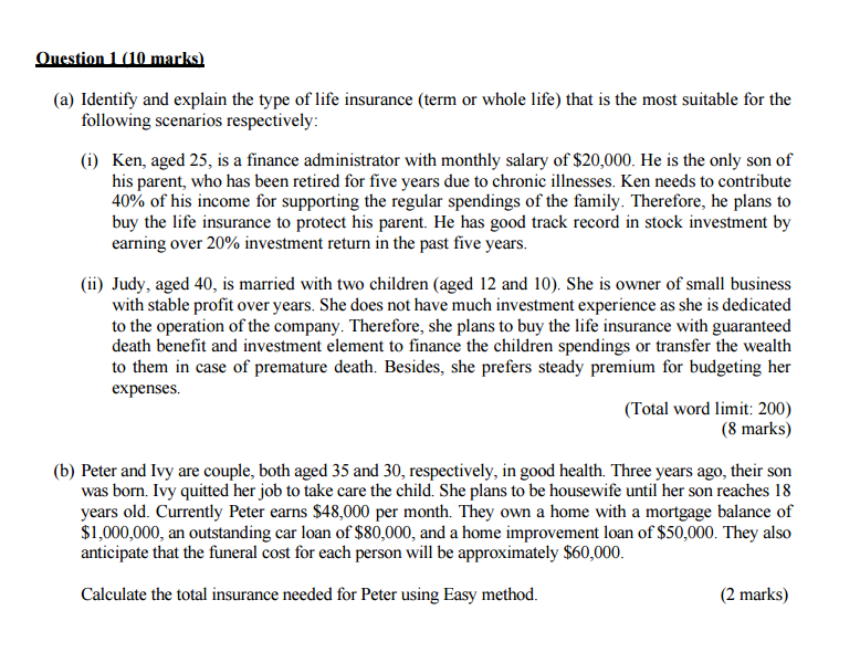 Ouyestion 1 (10 marks) (a) Identify and explain