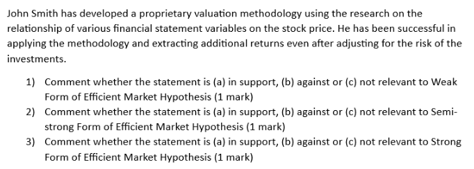 John Smith has developed a proprietary valuation