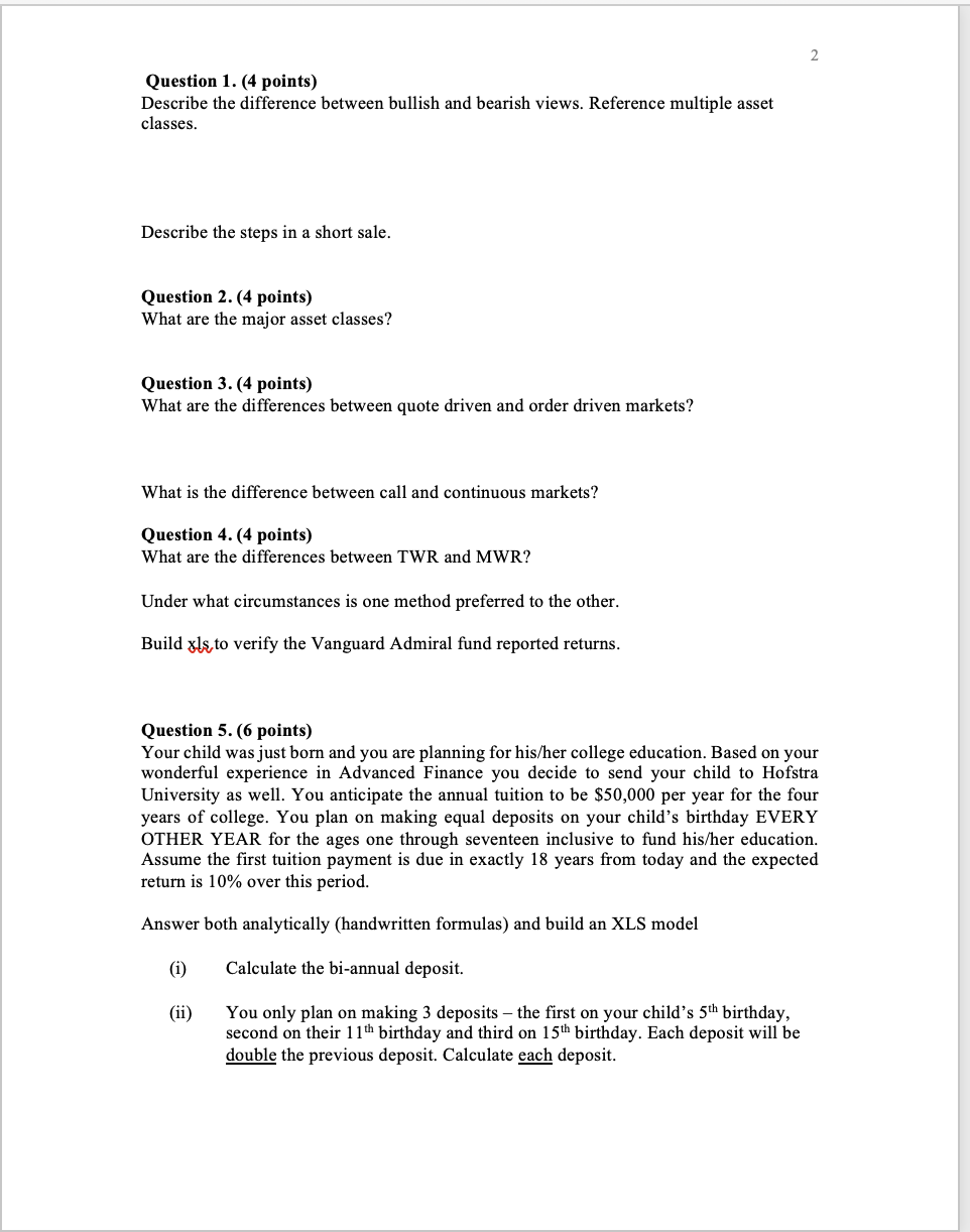 Question 1. (4 points) Describe the difference