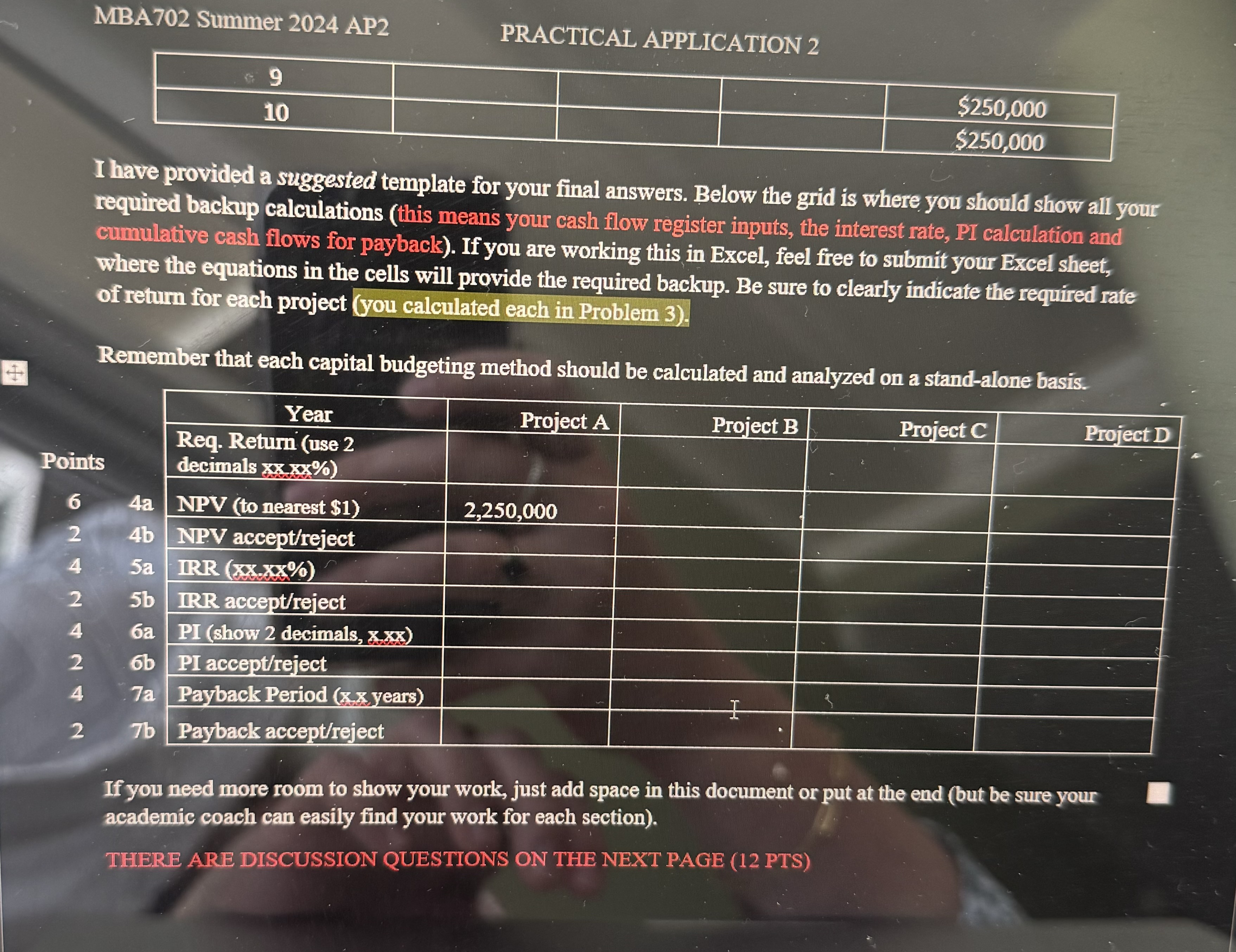 3. The potential projects that Baker is