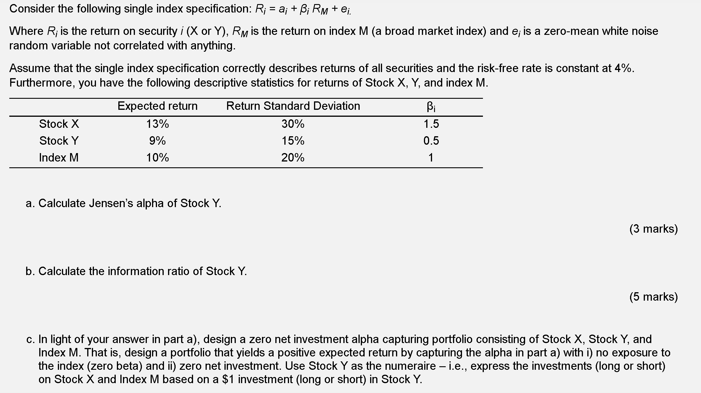 Consider the following single index