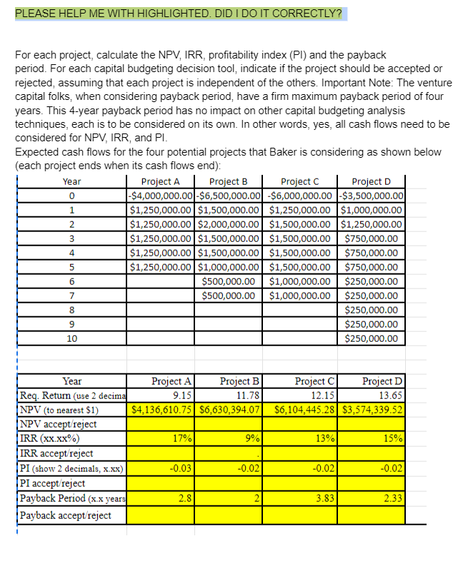 PLEASE HELF ME WITH HIGHLIGHTED. DID | DO IT