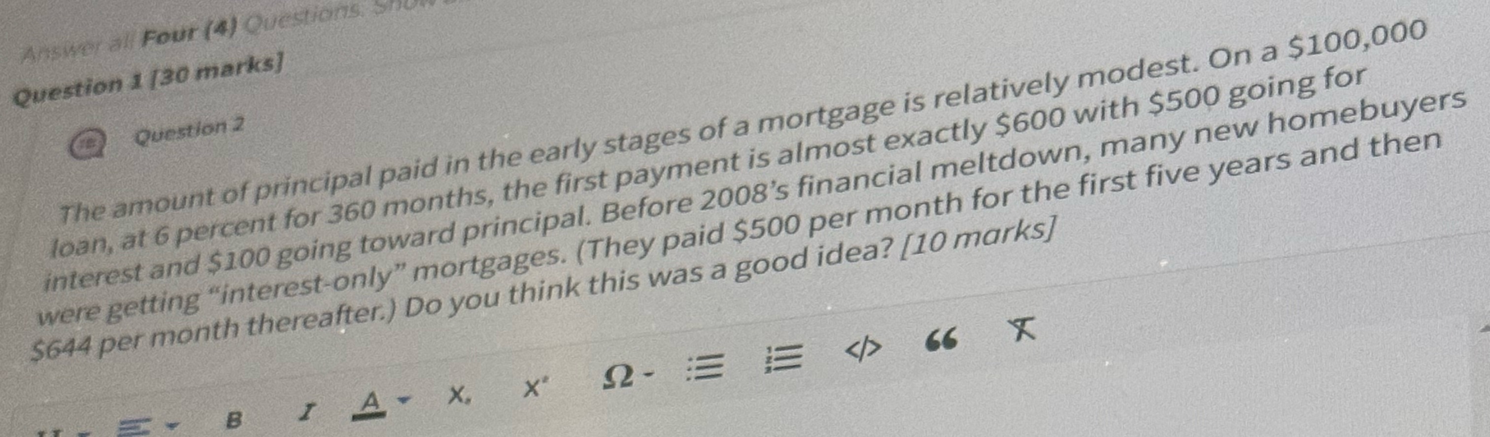 Answer all Four (4) Questions Question & [30
