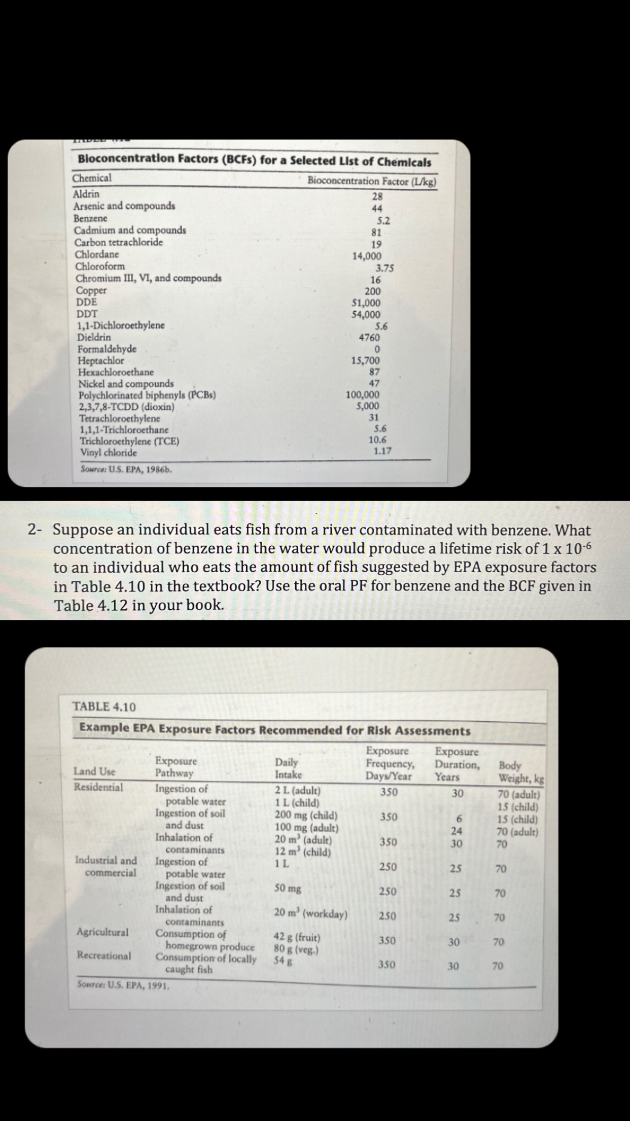 2 - Suppose an individual eats fish from a river
