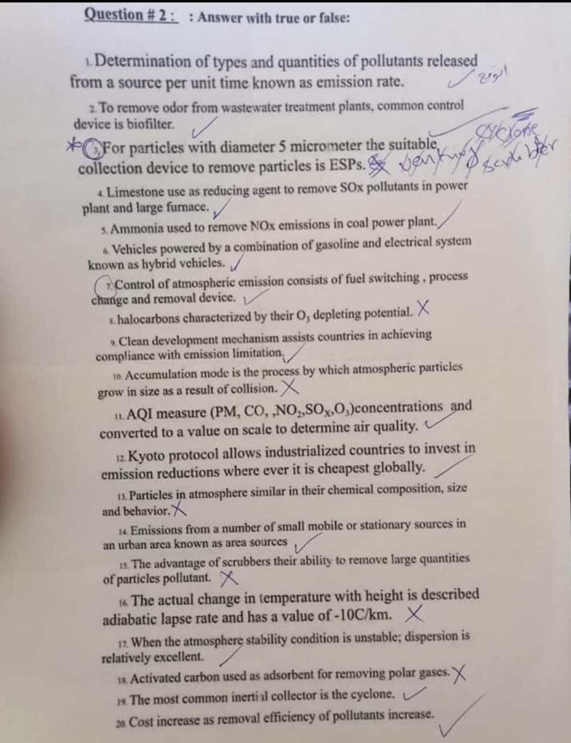 Question # 2 : : Answer with true or false: