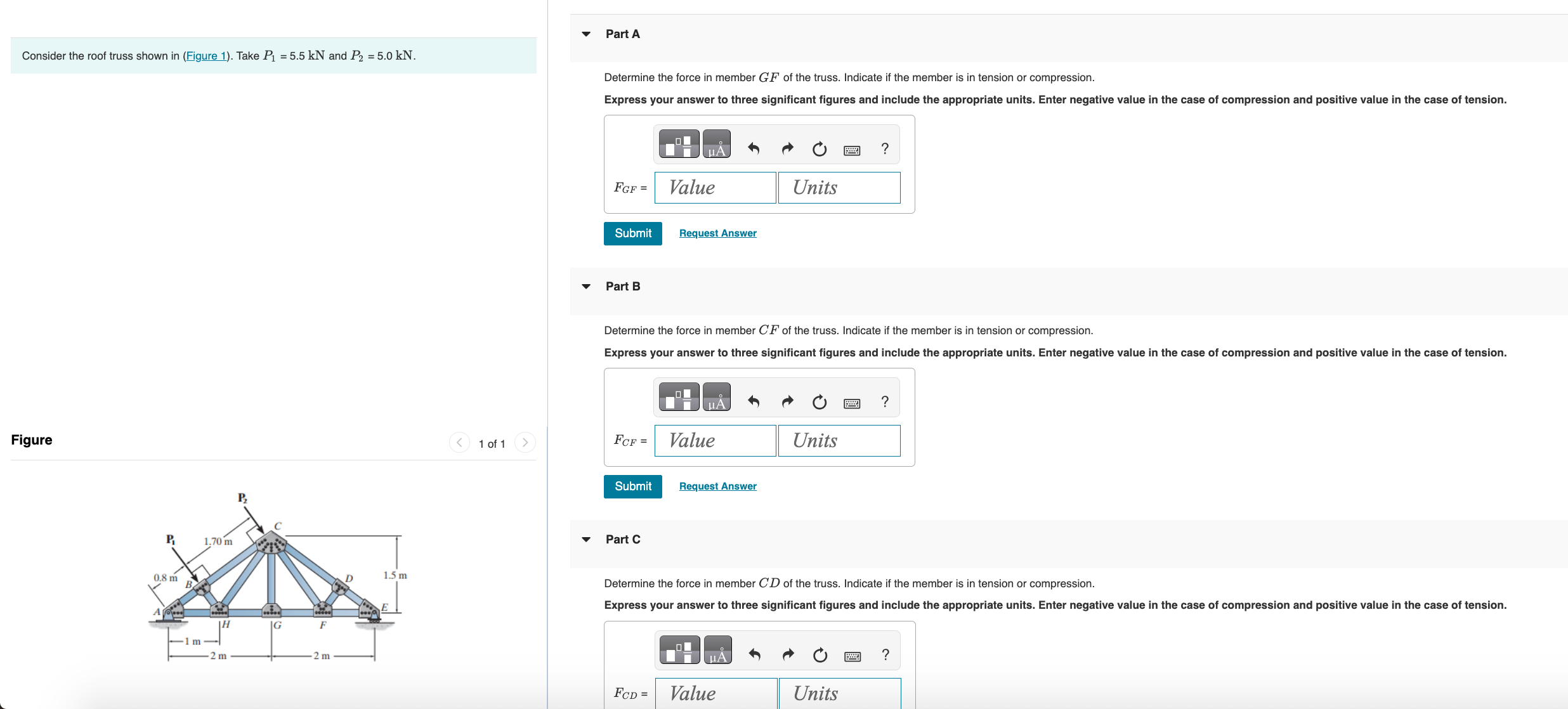 Consider the truss shown in ( Figure 1 ) .