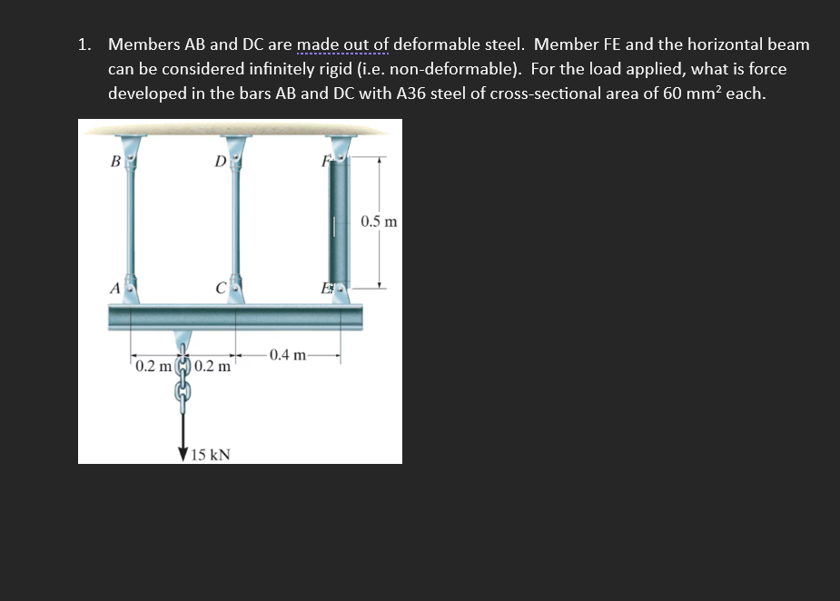 1 . Members AB and DC are made out of deformable