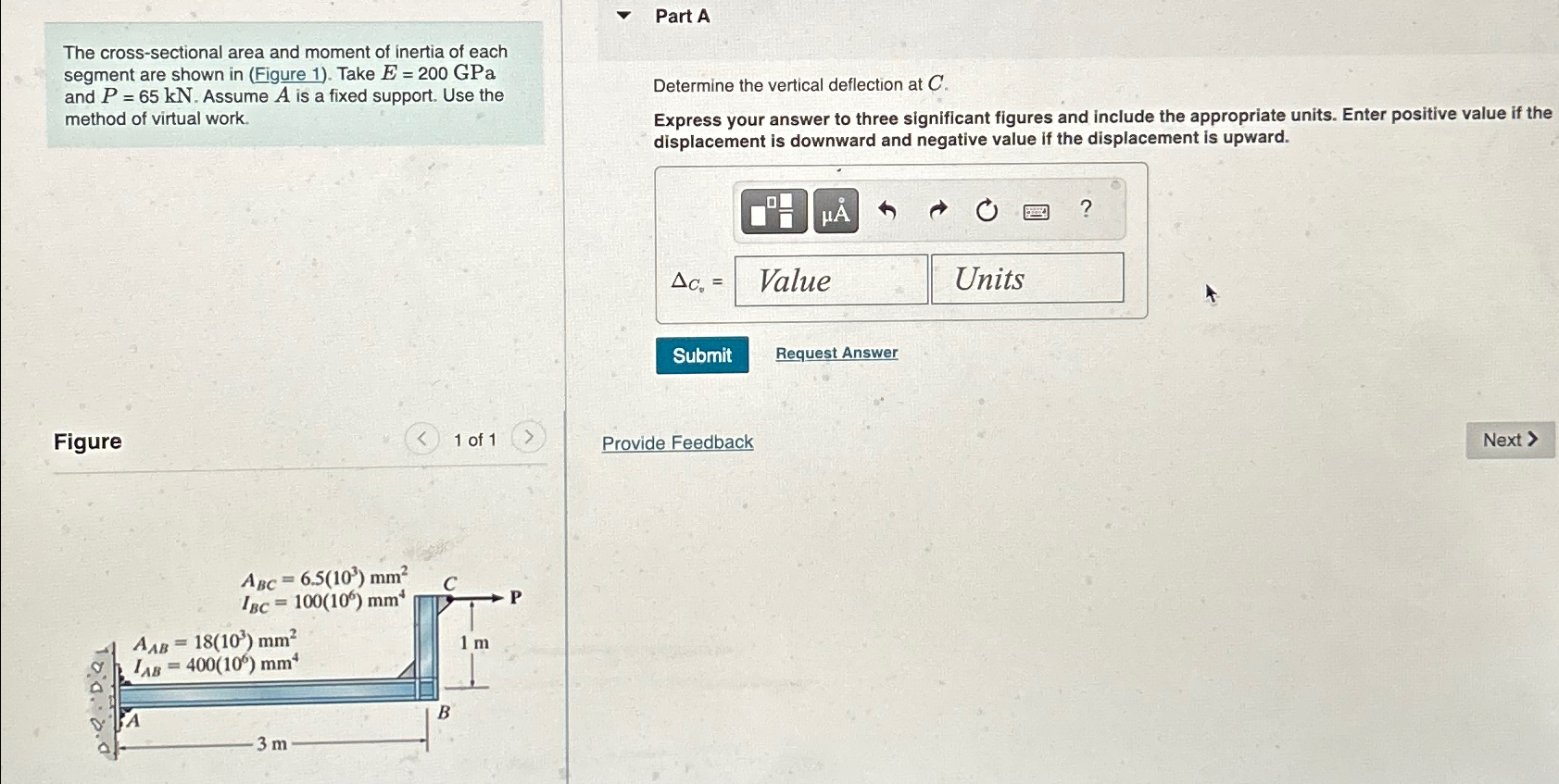 Part A The cross - sectional area and moment of