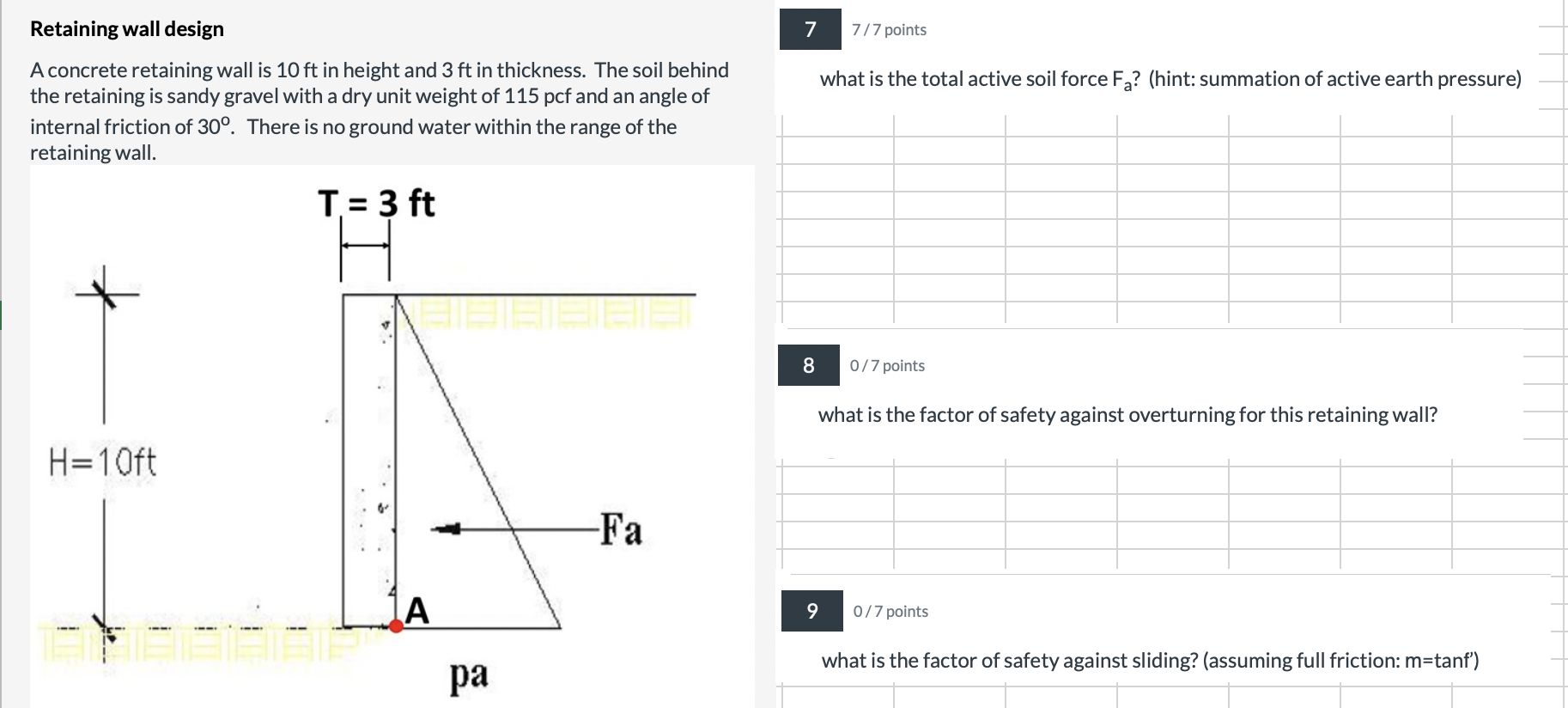 what is the total active soil force F a ? ( hint: