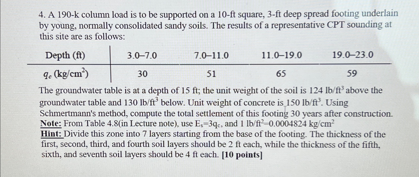 A 1 9 0 - k column load is to be supported on a 1
