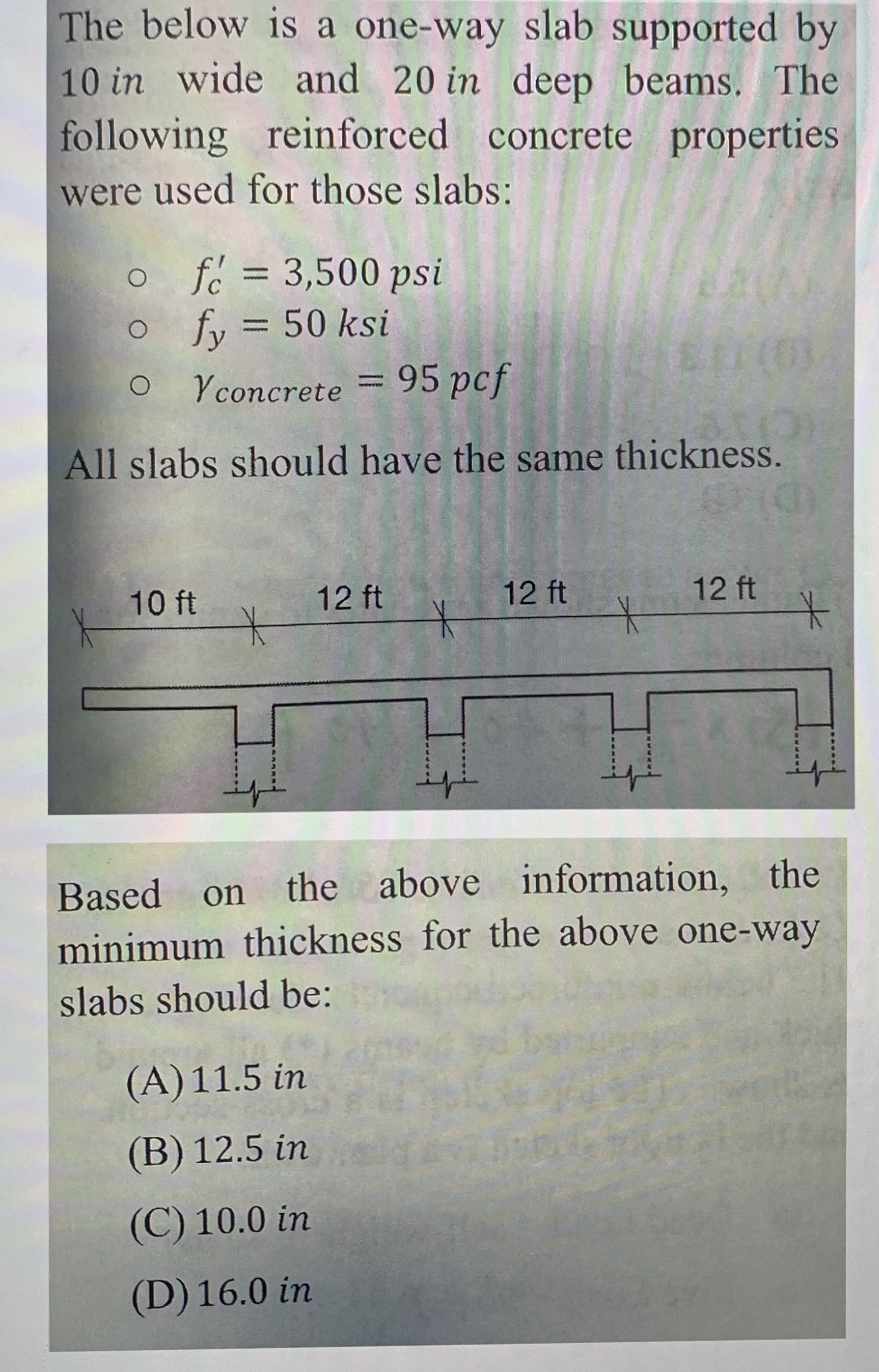 1 0 in wide and 2 0 in deep beams. The following
