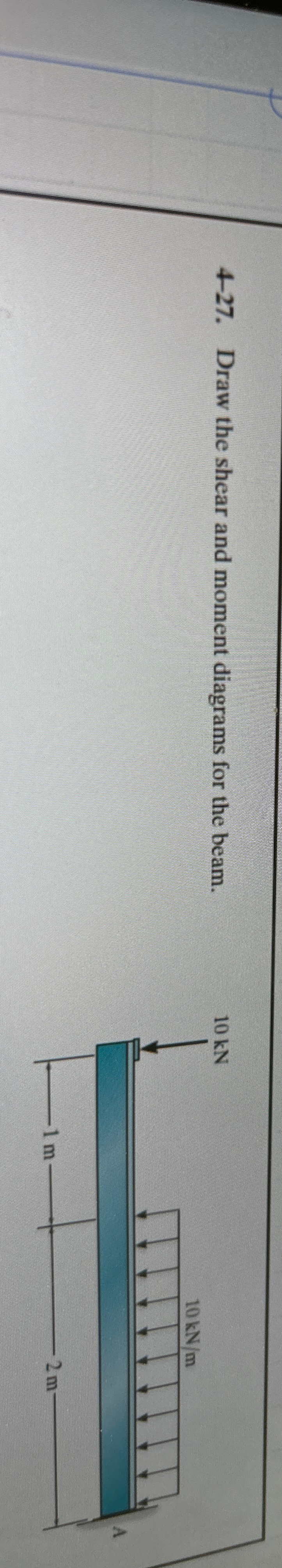 4 - 2 7 . Draw the shear and moment diagrams for