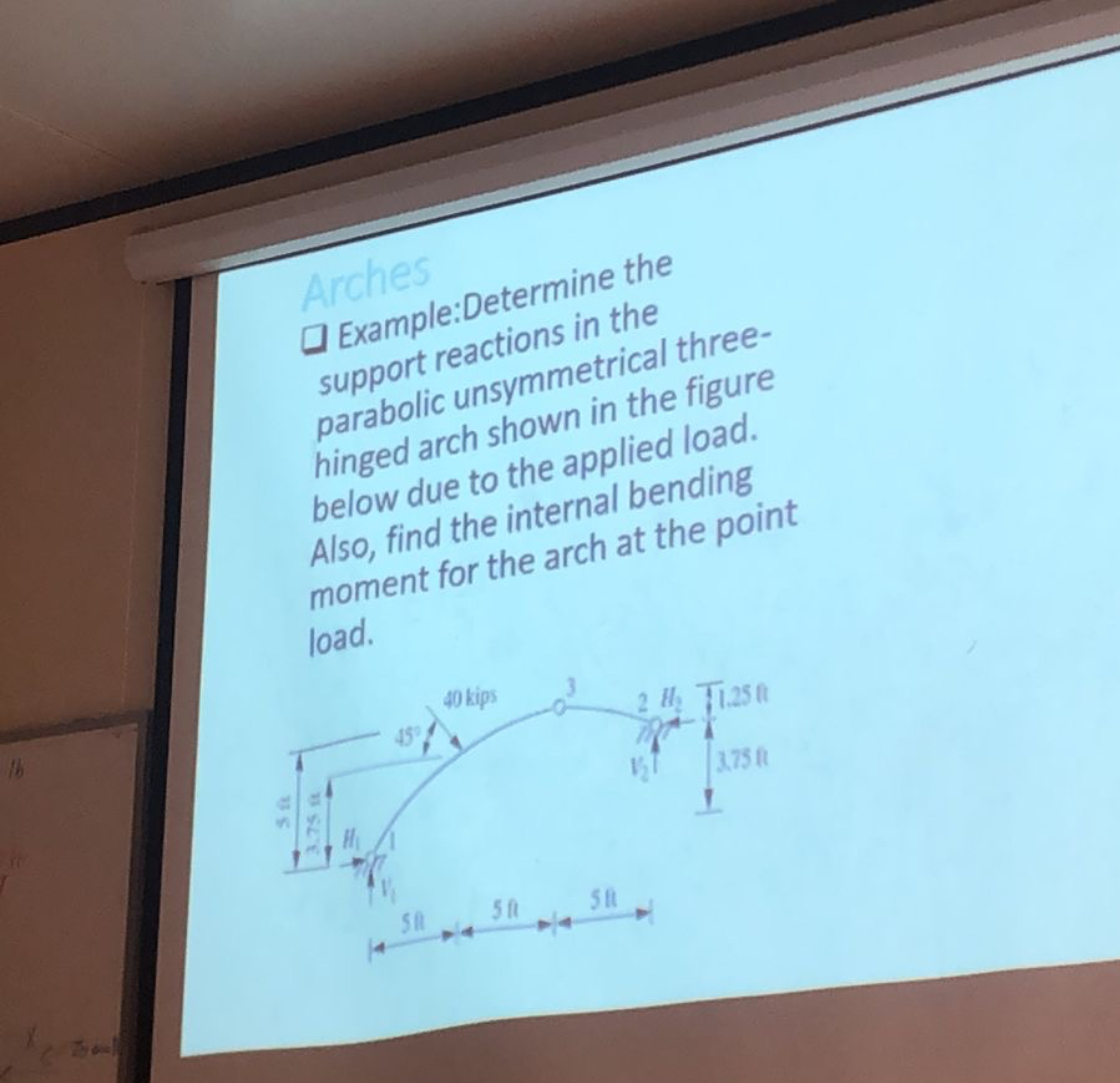 Arches Example. support reacionmetrical three -