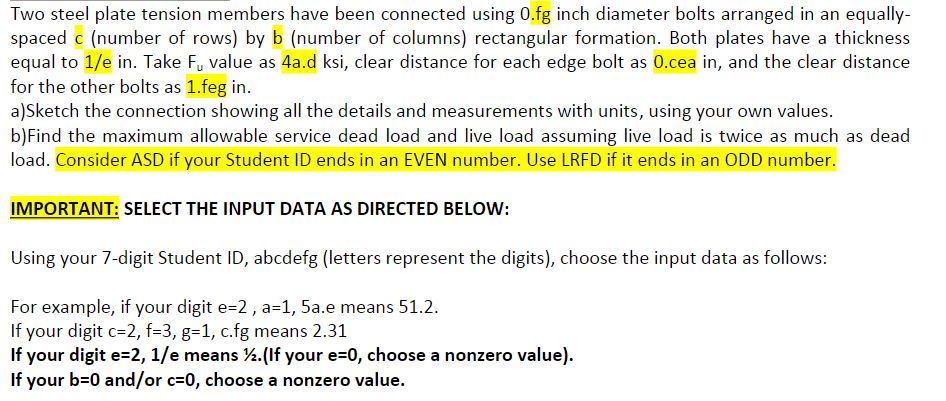 student id: 1 5 4 7 8 3 8 Two steel plate tension