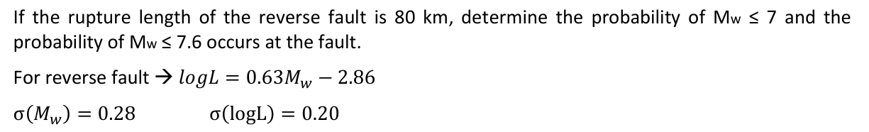 If the rupture length of the reverse fault is 8 0