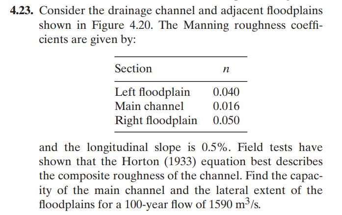 4 . 2 3 . Consider the drainage channel and