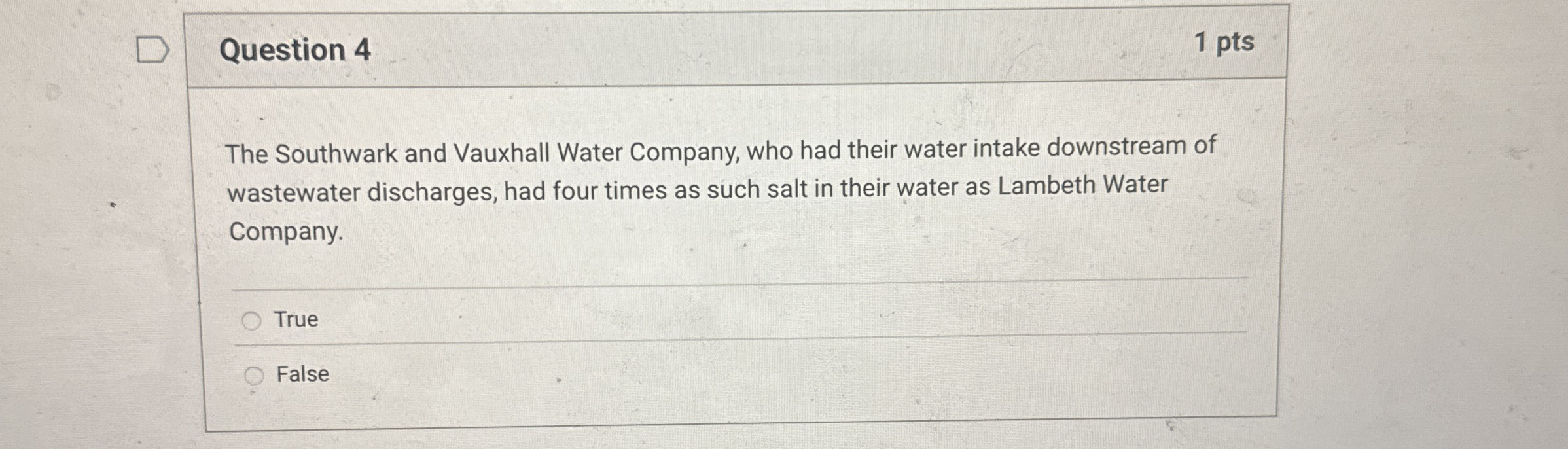 Question 4 The Southwark and Vauxhall Water