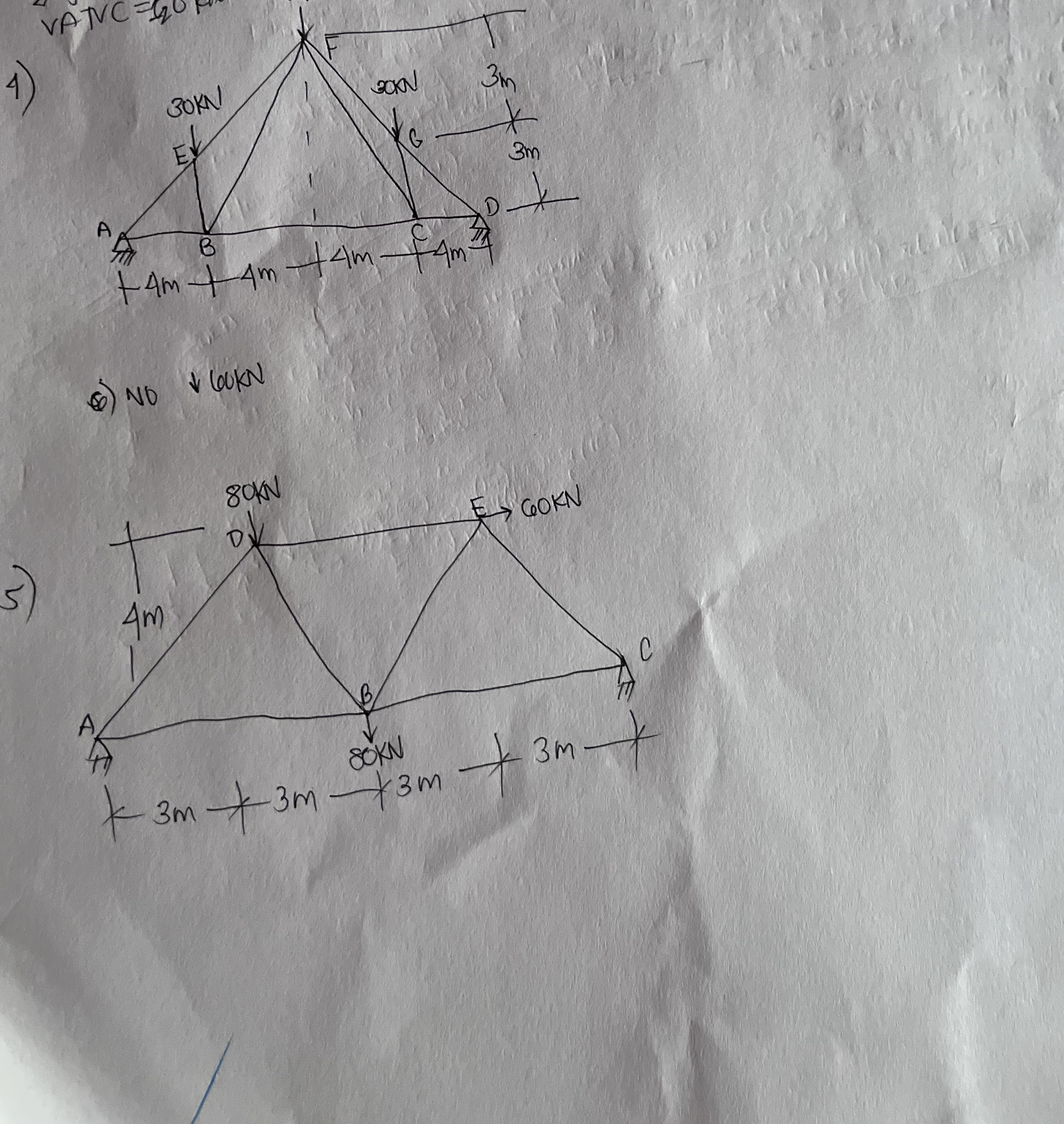 Determine the reaction of the following trusses