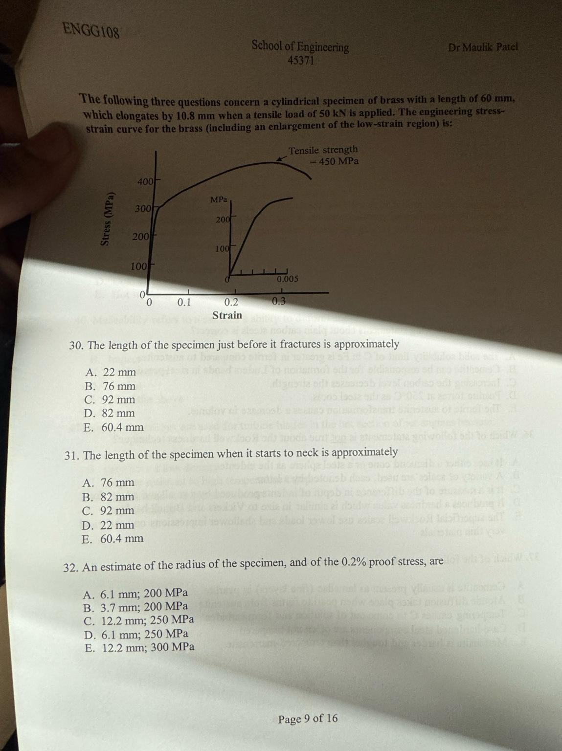 ENGG 1 0 8 School of Engincering Dr Maulik Parel