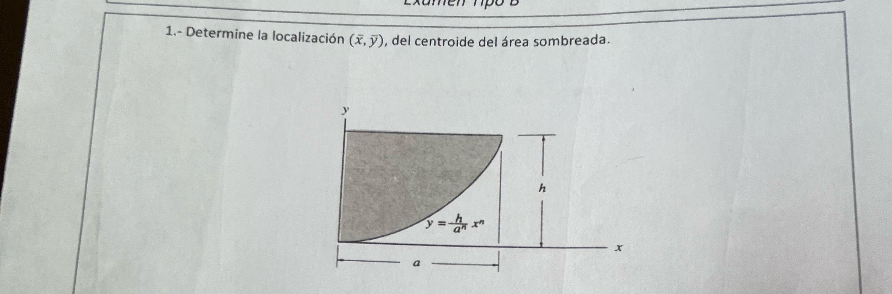 1 . - Determine la localizaci n ( x , b a r ( y )