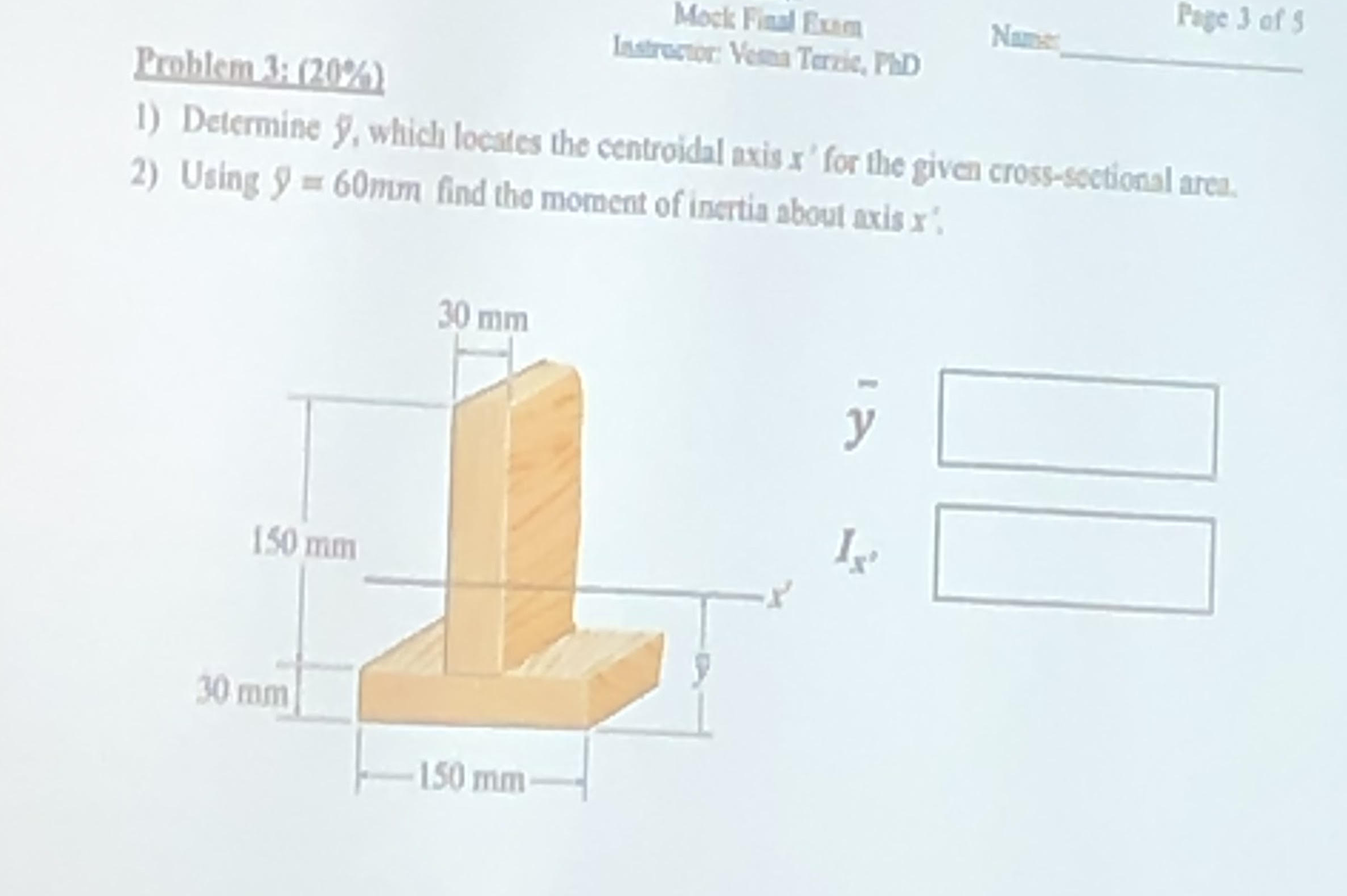 Mock Find Rum Nerer q , Problem 3 : ( 2 0 % )