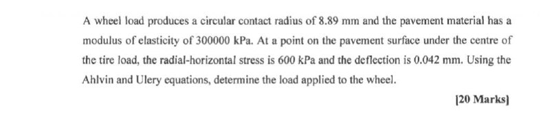 A wheel load produces a circular contact radius