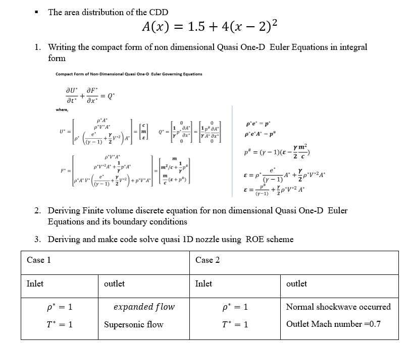 Deriving and make code solve quasi 1 D nozzle