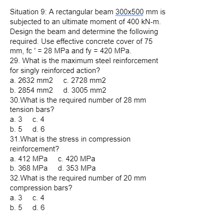 Situation 9 : A rectangular beam 3 0 0 5 0 0 m m