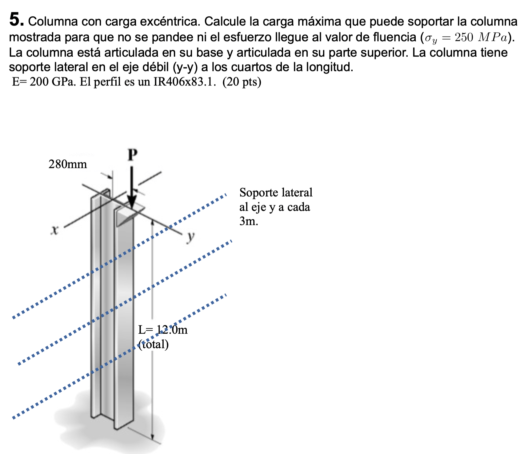 Columna con carga exc ntrica . Calcule la carga m
