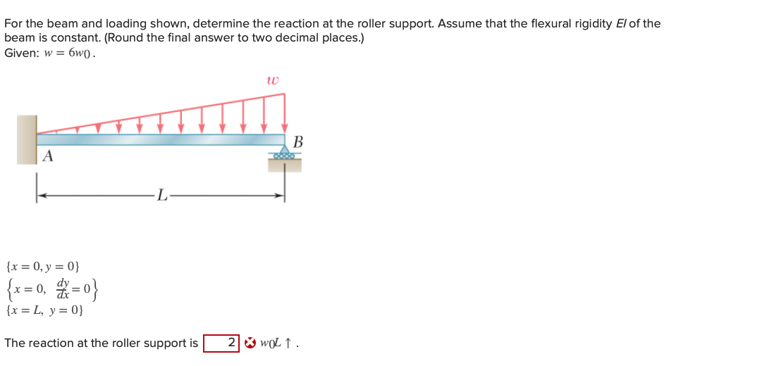 For the beam and loading shown, determine the