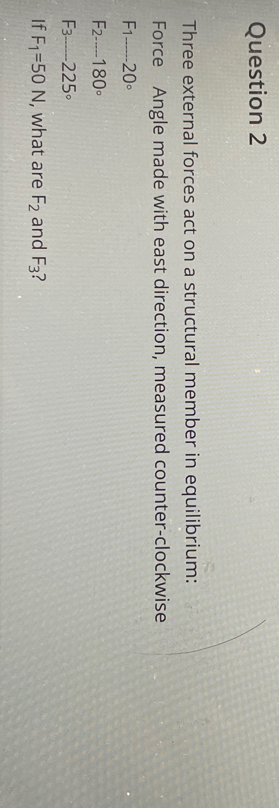 Question 2 Three external forces act on a