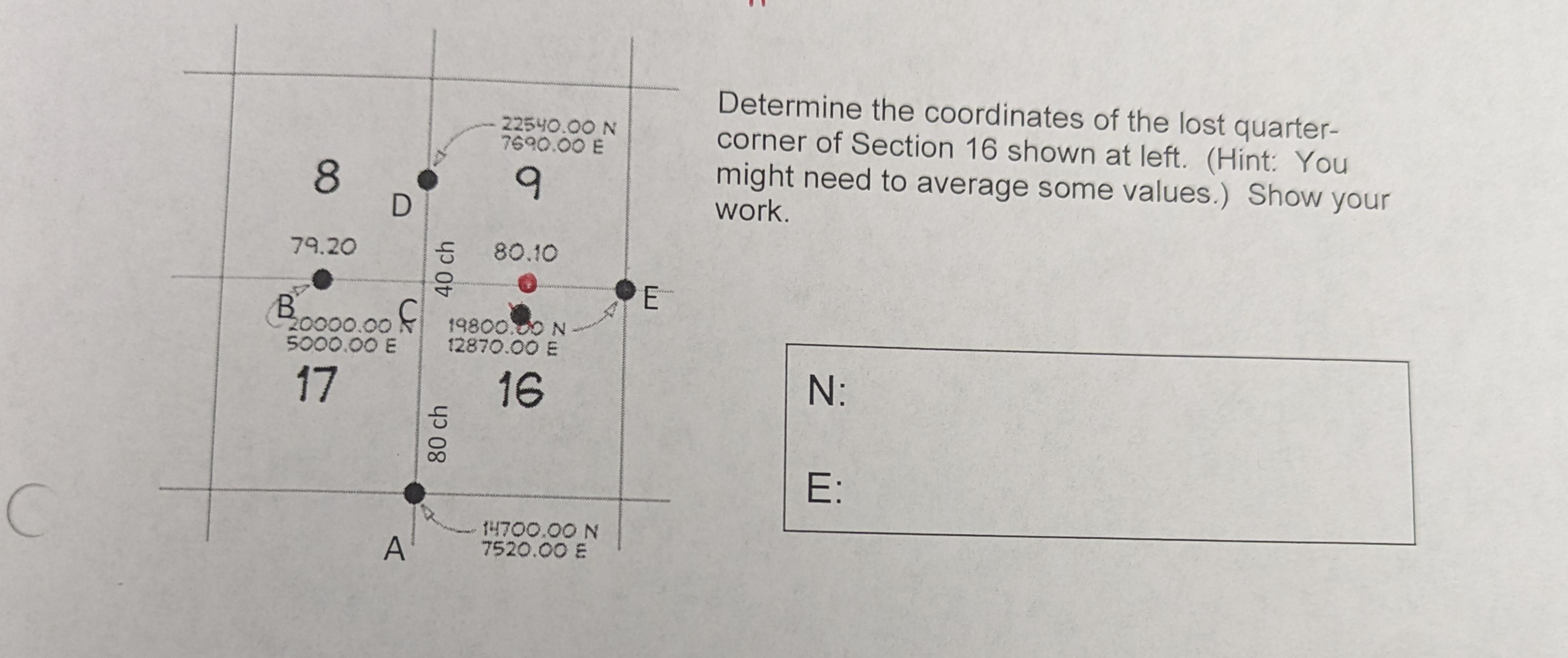 determine the coordinates of the lost quarter -