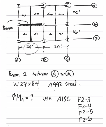 Beam 2 betweew ( A ) ( B ) W 2 7 \ times 8 4 A 9