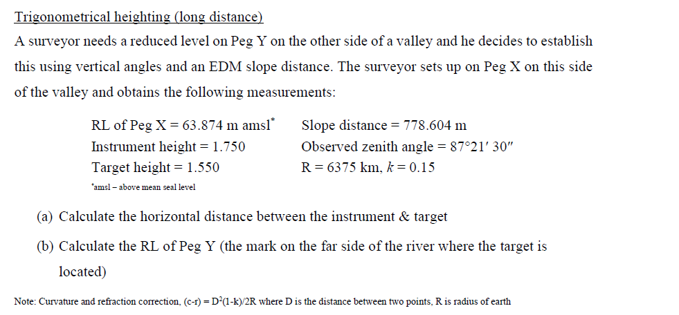 Trigonometrical heighting ( long distance ) A