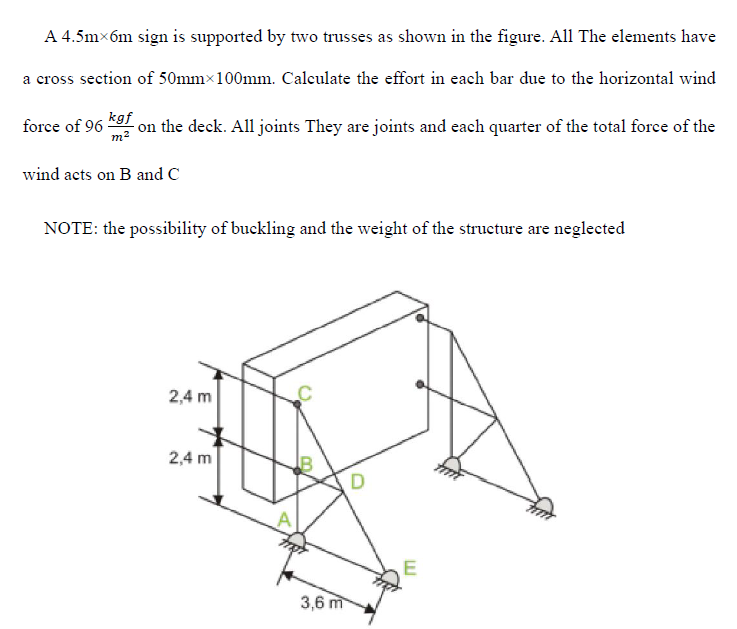 A 4 . 5 m \ times 6 m sign is supported by two