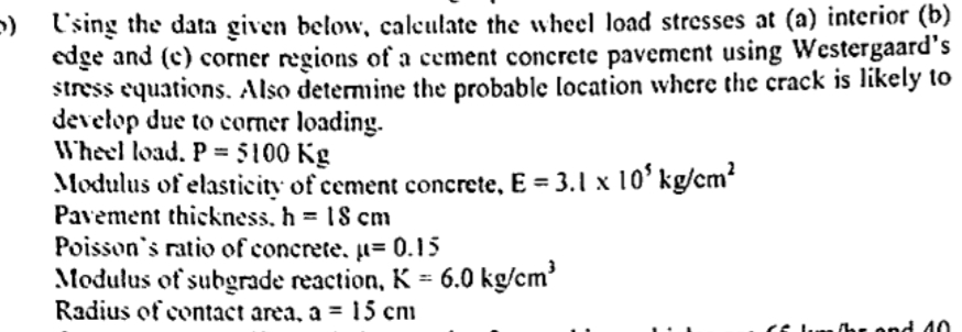 Using the data given below, calculate the wheel